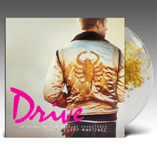 Load image into Gallery viewer, Cliff Martinez - Drive (Original Motion Picture Soundtrack) (15th Anniversary Edition, 2LP Driver's Jacket Gold Splatter/Clear vinyl)
